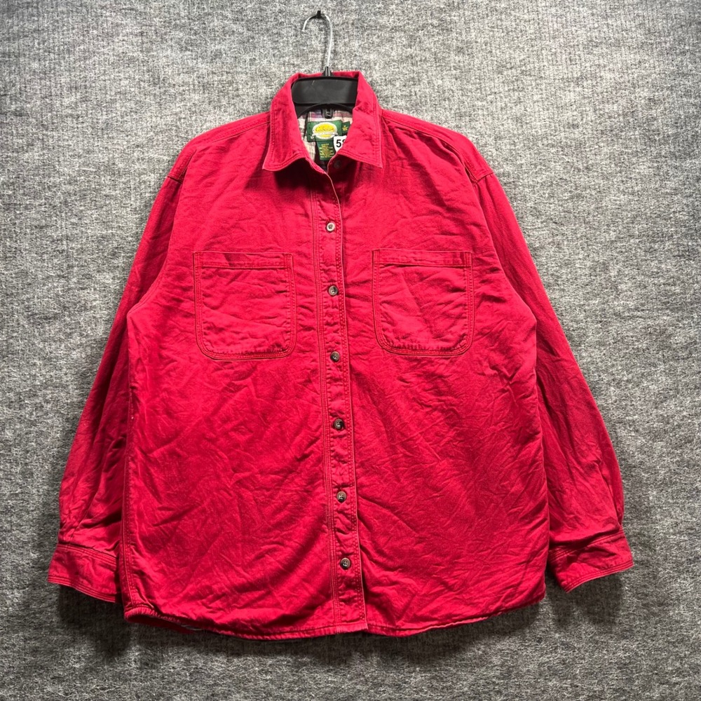Cabelas For Women Red Flannel Lined Shirt Jacket Cotton Twill Medium